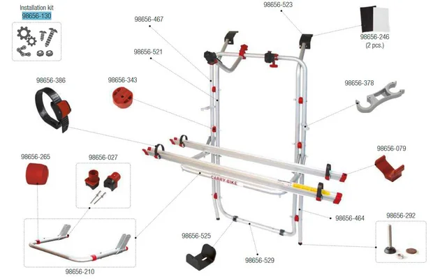 Fiamma Montagesatz passend für Carry Bike Mercedes Vito – Fiamma Ersatzteilnummer 98656-130