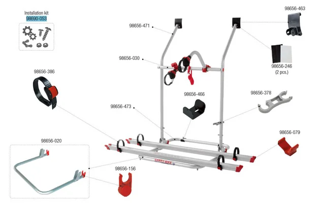 Fiamma Montagesatz passend für Carry Bike VW T3 – T25 – Fiamma Ersatzteilnummer 98690-053