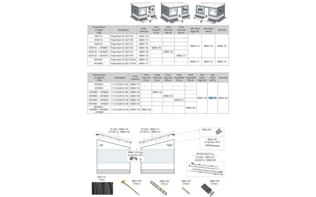 Fiamma Seitenwand links für Markise Privacy Room CS Light XL 280-550 – Fiamma Ersatzteilnummer 98660-181
