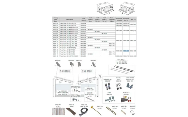 Fiamma Seitenwand links für Markise Privacy Room F45 400 – 550 XL H281-330 – Fiamma Ersatzteilnummer 98655-828