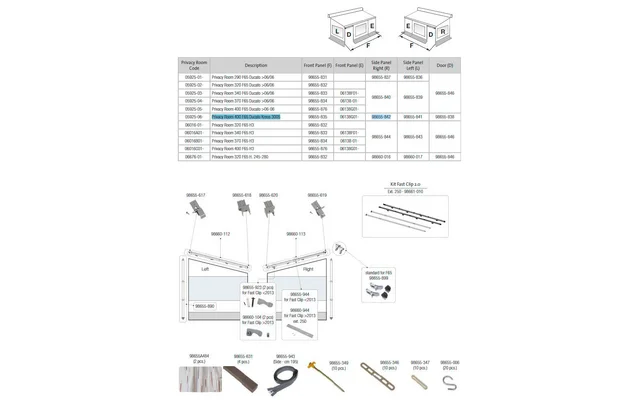 Fiamma Seitenwand rechts für Markise Privacy Room 400 F65 Ducato Kreos 3005 – Fiamma Ersatzteilnummer 98655-842
