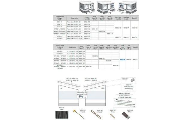 Fiamma Seitenwand rechts für Markise Privacy Room CS Light XL 280-550 – Fiamma Ersatzteilnummer 98660-180