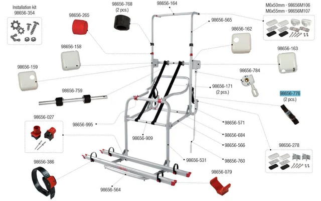 Fiamma Sicherheitshaltegurt 2 Stück passend für Carry Bike Lift 77 / Lift 77 E-Bike – Fiamma Ersatzteilnummer 98656-776