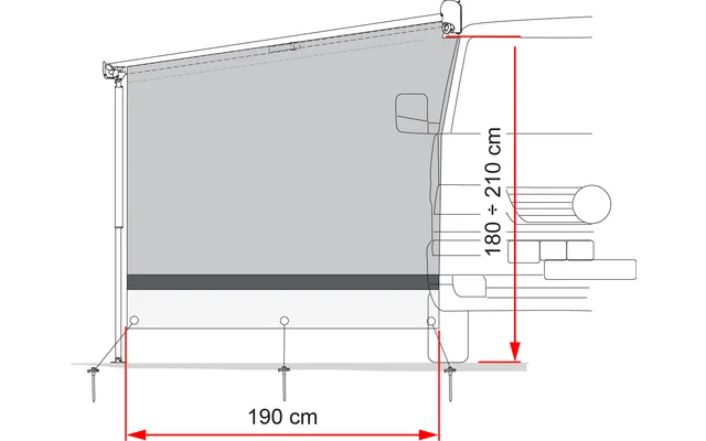 Fiamma Sun View Side Seitenwand für Fiamma F40 van/F43 van Markise mit Auszug 225 cm