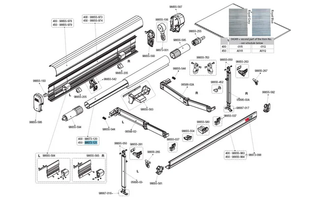 Fiamma Verzinkte Walze für Markise ZIP F45L 450 – Fiamma Ersatzteilnummer 98673-121