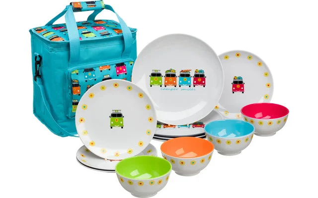 Flamefield Camper Smiles Melamin Geschirr-Set 12 teilig