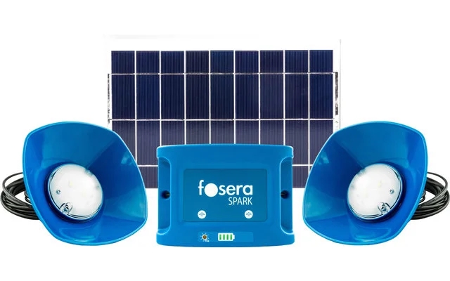 Fosera Spark 20 Solaranlagen-Set inklusive Batterie und 2 Einbaulampen