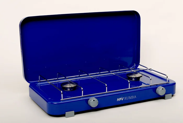 Gaskocher Rumba mit Zündsicherung 2-flammig – Blau – 50 mbar