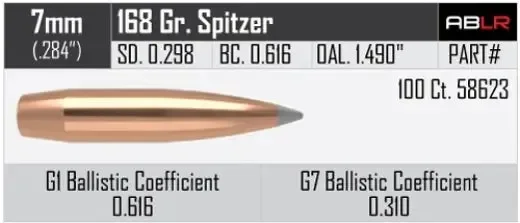 Geschosse Nosler ABLR 7mm, dia .284, 168grs Stil beliebt – Bild 2