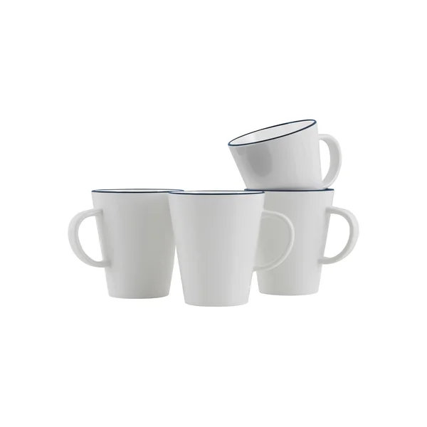 Gimex Henkelbecher Linea Line 350 ml, 4 Stück, Farbe weiß/blau