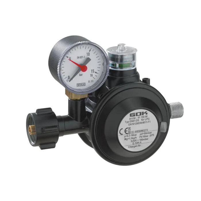 GOK Niederdruckregler mit Manometer Typ EN61-DS – 50 mbar