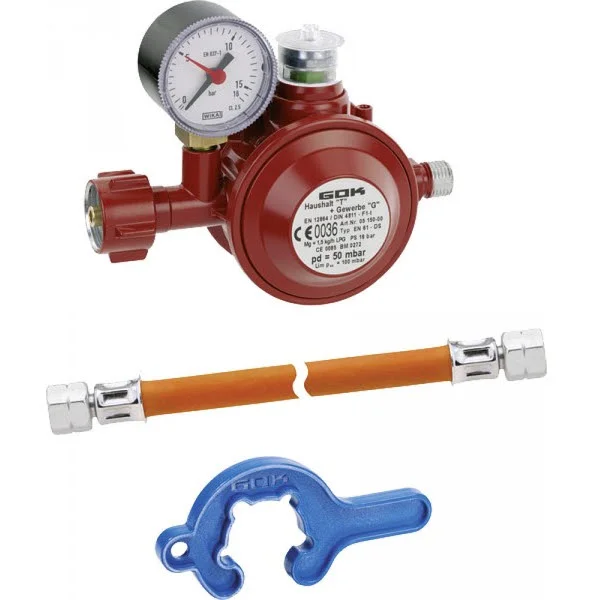 GOK Regler-Schlauch-Set mit Manometer, 50 mbar