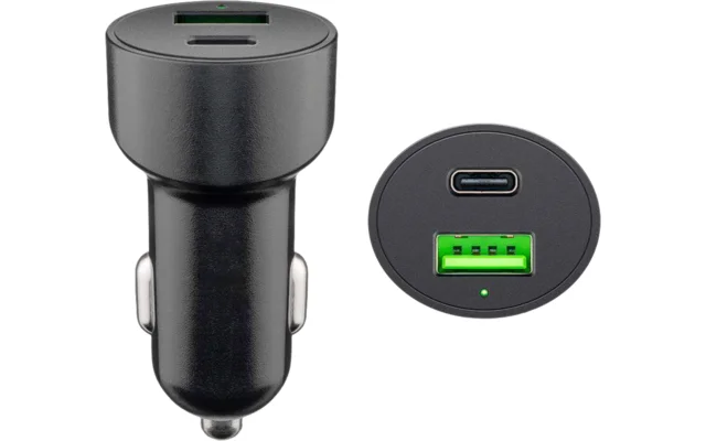Goobay KFZ USB 2 Port 48W USB-C PD + QC3.0 sw PL Dual-USB Auto Schnellladegerät USB-C