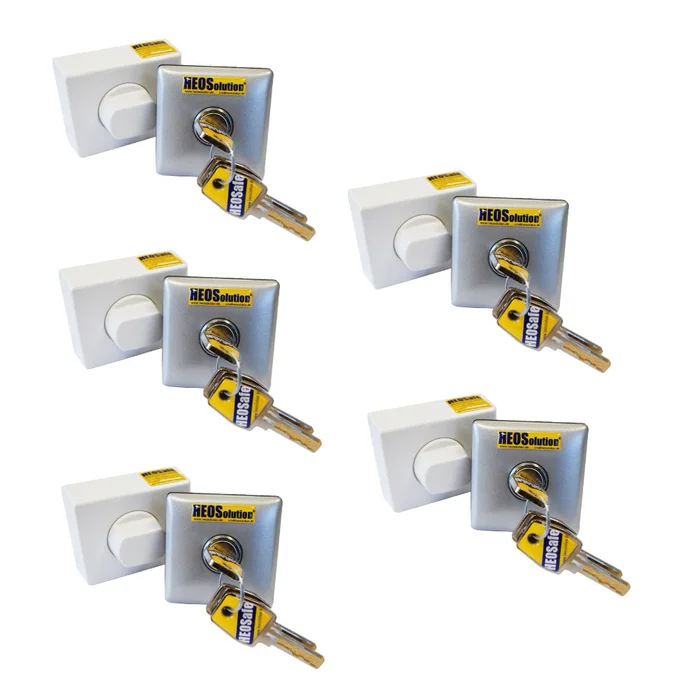 HEOSafe 1958-5G Zusatzschloss grau/silber – 5er Set, gleichschließend