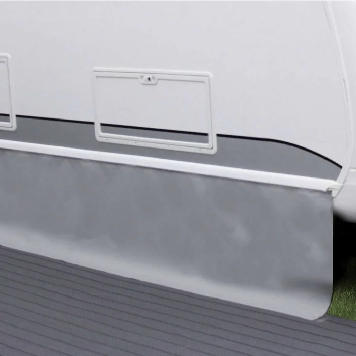 Hindermann Bodenschürze Premium, hellgrau, Höhe 75 cm – Meterware