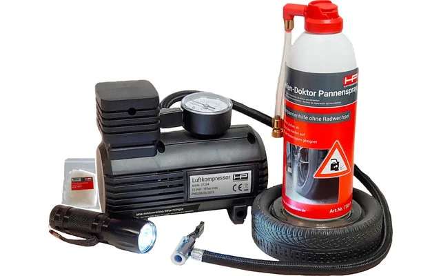 HP Reifenpannenset mit Luftkompressor und Dichtungsspray