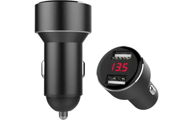 IWH USB Ladeadapter mit 2 USB Ports mit Ladeanzeige für Autos 12/24 V