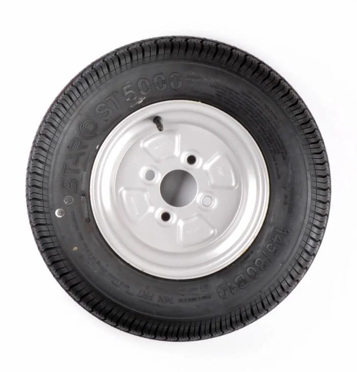 Komplettrad 10 Zoll Rad- 145/80R10(145R10) Reifen + Felge – Opel Lochkreis: 4×100 – 375 kg – 4PR – 60 mm Nabendurchmesser