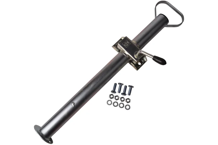 Komplettset mit Stahlstützfuß und Klemme – 48 mm Rohrdurchmesser – inklusive Befestigungsmaterial