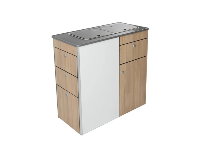 Küchenblock für Mercedes Sprinter – Platte Schwarz – Apfel / Weiß