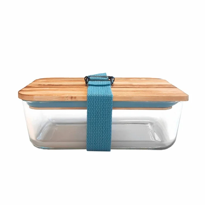 Lunchbox aus Bambus und Glas – Farbe: Blau COOKUT