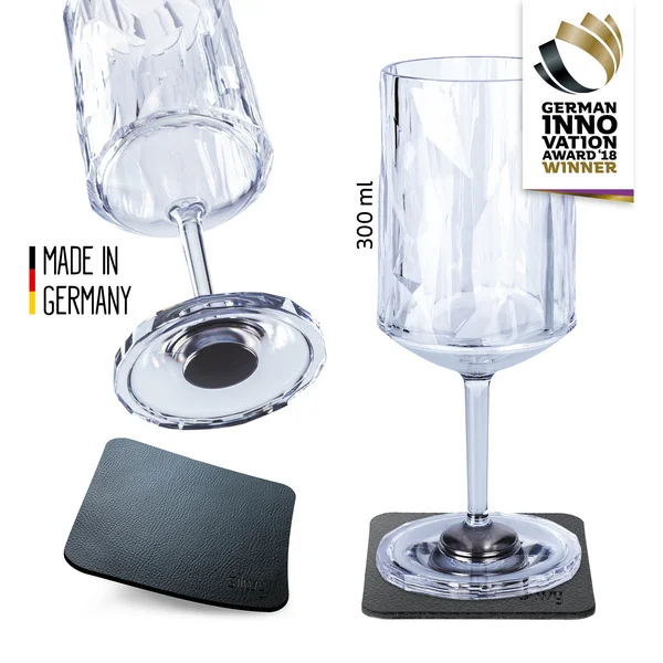 Magnet-Kunststoffgläser WEIN 0,3 l mit Pads – 2er Set