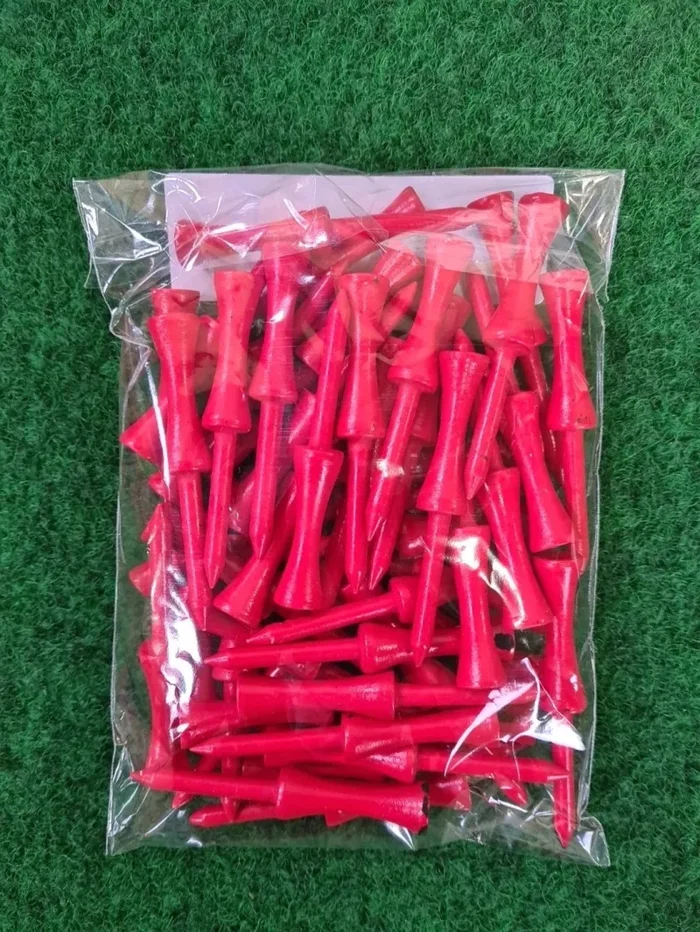 MARKEN MIX Gemischte Tüte Golftees (div. Längen & Materialien, Rot, 50 Tees) Null Gewinn