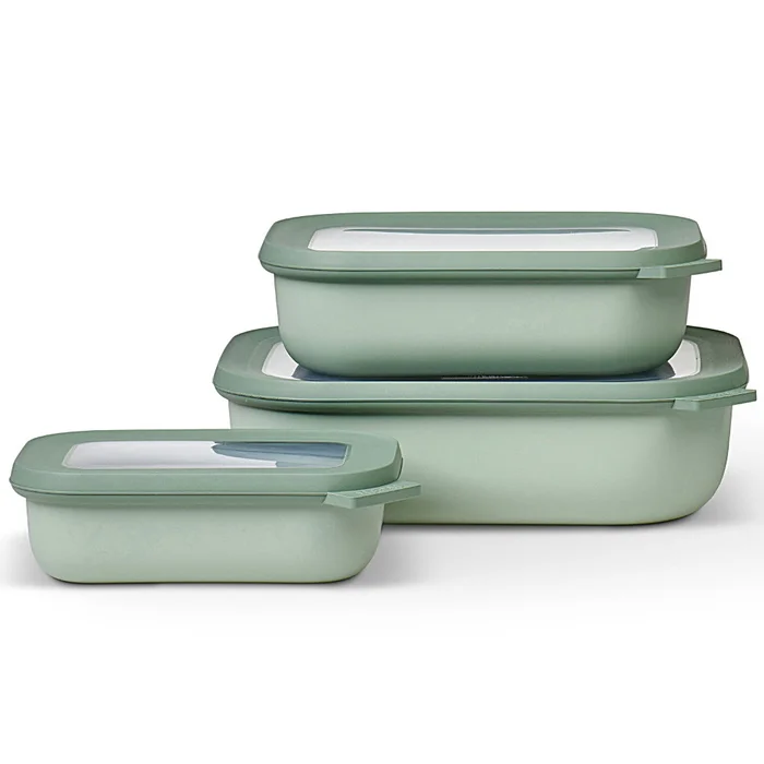 Mepal Schüsselset Cirqula rechteckig, 3-teilig (500+1000+2000 ml), nordic sage