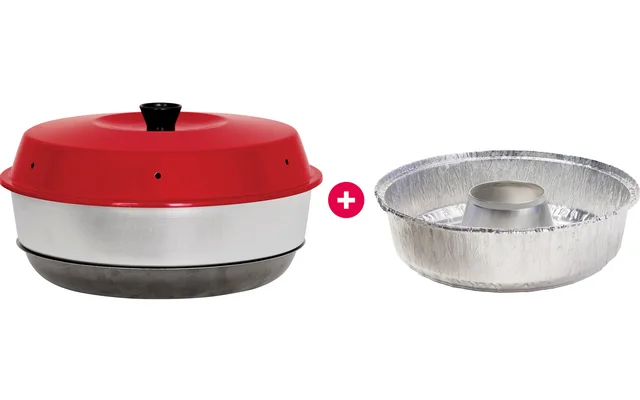 Omnia Campingbackofen 25 cm + 5 Aluformen mit Pappdeckel im Set
