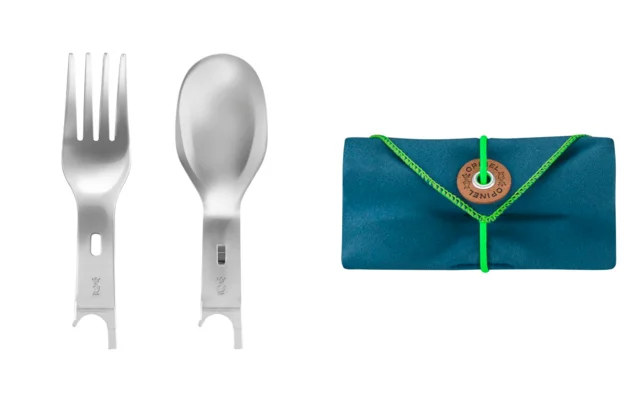 Opinel Picnic Plus Besteck Set 3 teilig bestehend Gabeleinsatz / Löffeleinsatz / Etui