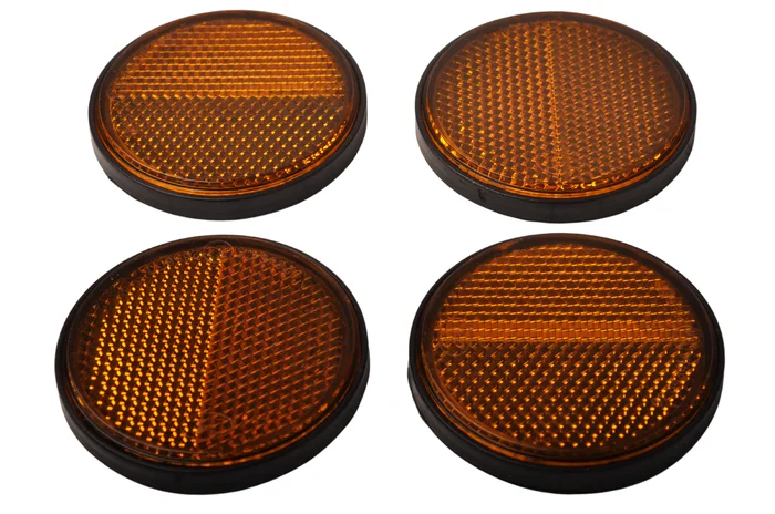 Orange/gelber Reflektor 58 mm selbstklebend rund – 4 Stück
