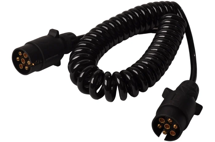 Premium-Spiralkabel 7-adrig und 2x 7-poligen Steckern – 90 bis 250 cm