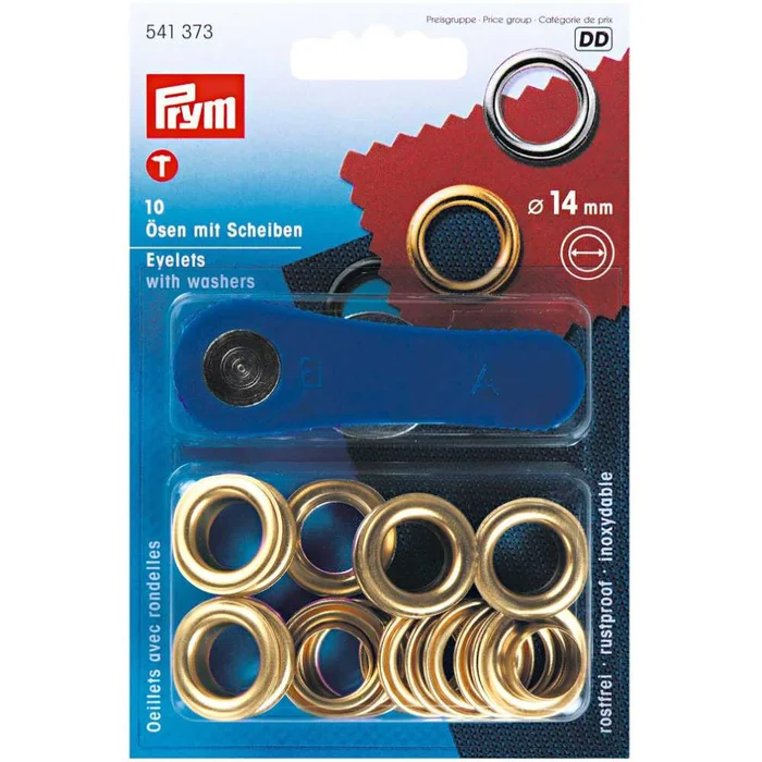 Prym Ösen mit Scheiben 14 mm, 10 Stück