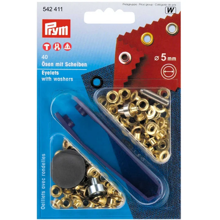 Prym Ösen mit Scheiben 5 mm, 40 Stück