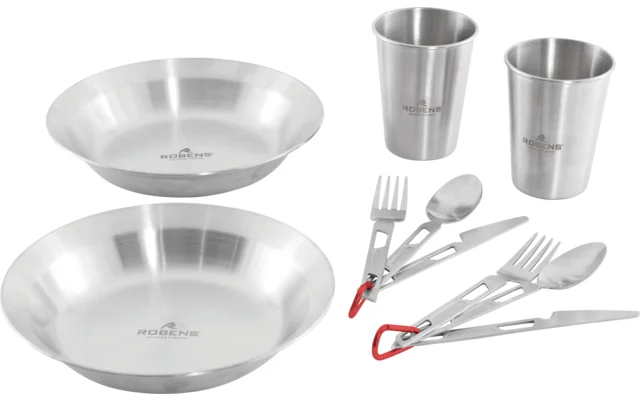 Robens Sierra Steel Meal Set Geschirr-Set 10 teilig mit Tellern / Bechern / Besteck