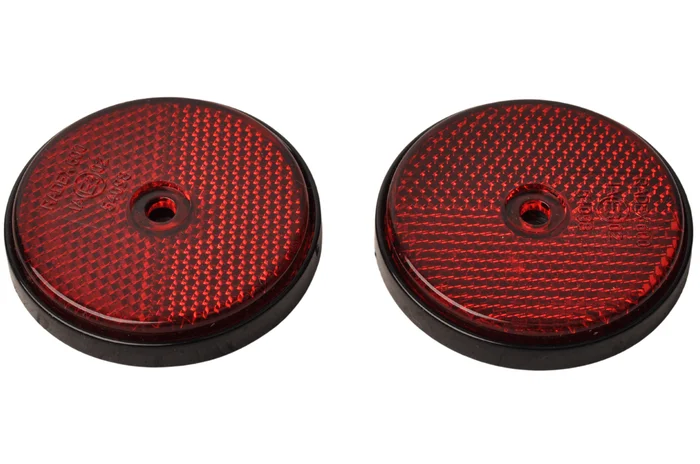 Roter Reflektor 60 mm Schraublöcher rund – 2 Stück