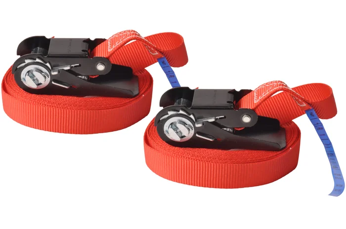 Satz von 2 roten Spanngurte 500×2,5 cm (750 kg)