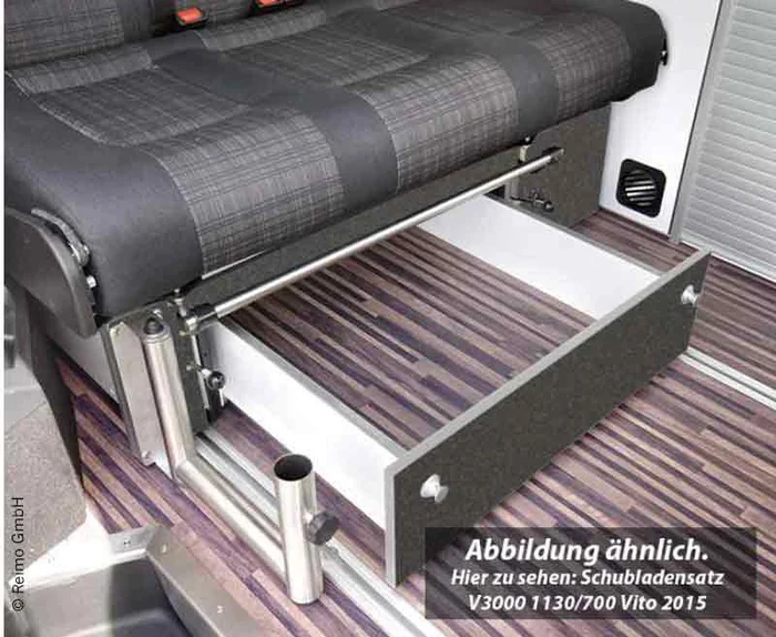 Schublade Schlafsitzbank VW T6/5 V3000 Gr.8 Trio Style Dekor Basalt Montiert