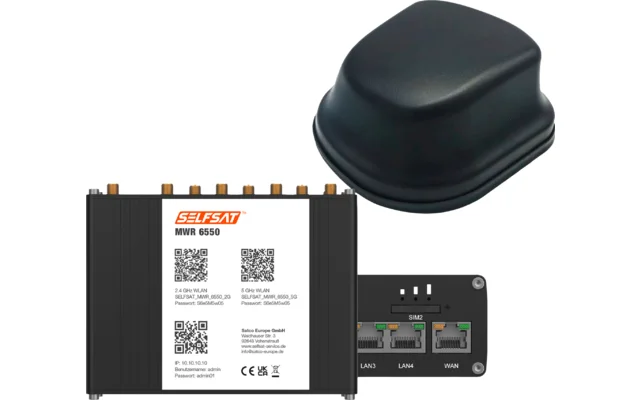 Selfsat 5G Cat 20 WiFi 6 WLAN Router MWR 6550 bis 3,4 Gbps inkl. 5G Antenne