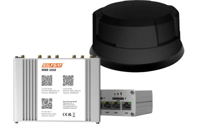 Selfsat Mobiler 5G/4G LTE Router MWR 5550 mit WLAN und GPS inkl. 5G Dachantenne