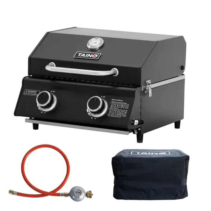 Set PLATINUM COMPACT DARK Tischgrill + Abdeckhaube + Gasregler