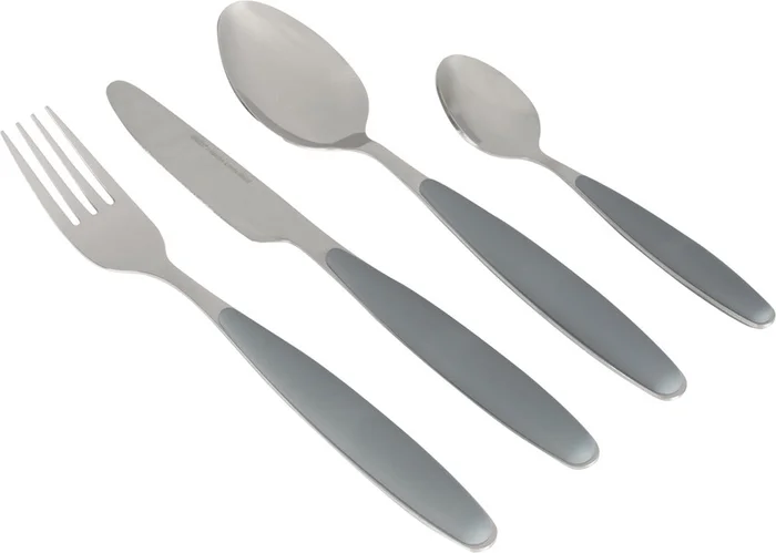 SOLID LINE – GRANITE – Ideal für Camping, zu Hause oder auf dem Boot – .Besteck Grau, 16 teilig