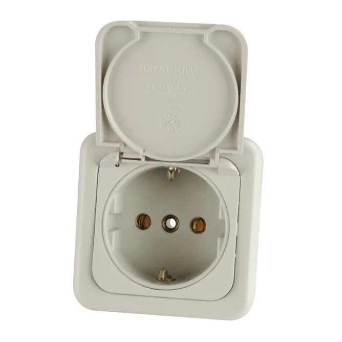 System 10.000 Schuko-Steckdose hellgrau mit Deckel