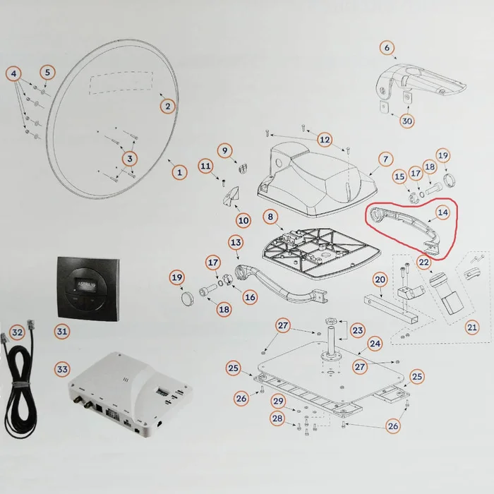 Teleco LNB Arm links für Telesat BT 65/85 (Nr. 812858)