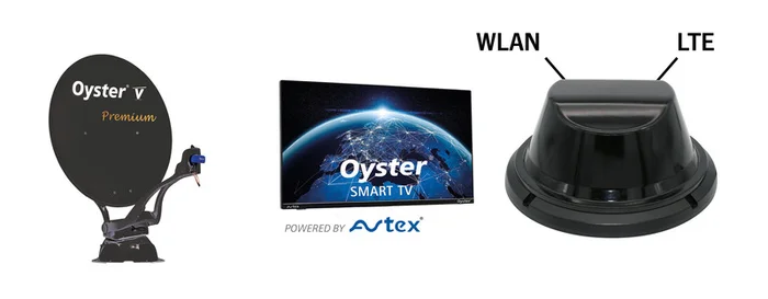 Ten Haaft Oyster Multimedia Paket Pro, V85 Premium Twin Skew + Smart TV24″ + Access