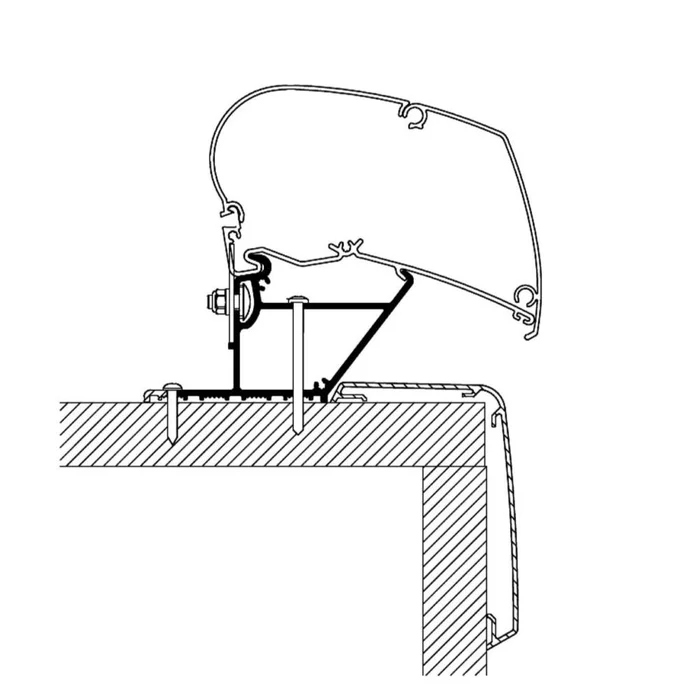 Thule Dachadapter für Rapido Serie Compact, Omnistor Serie 6 und 9, Länge 3,50 m