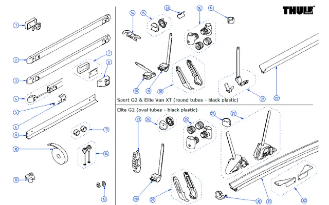 Thule Einsätze für Abstandhalter schwarz 4 Stück für Fahrradträger Sport G2 / Elite G2 / Elite Van XT – Thule Ersatzteilnummer 1500603157