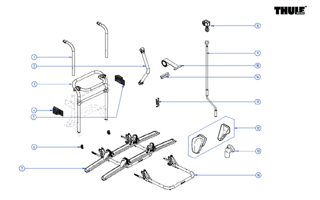 Thule Endkappe links schwarz für Fahrradträger Lift V16 Manual / 12 V – Thule Ersatzteilnummer 1500603106