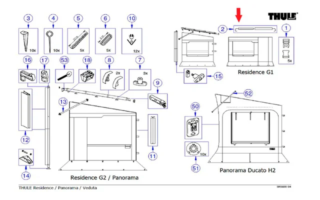 Thule Fensterstange passend zu Thule Safari Room / Residence