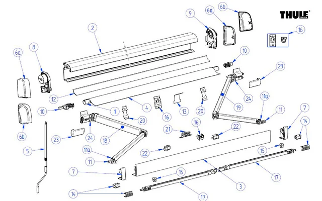 Thule Frontblende für Markise 4200 / Tristor 2 / Omnistor 4900 2,6 Meter – Farbe Anthrazit Thule Ersatzteilnummer 1500602950